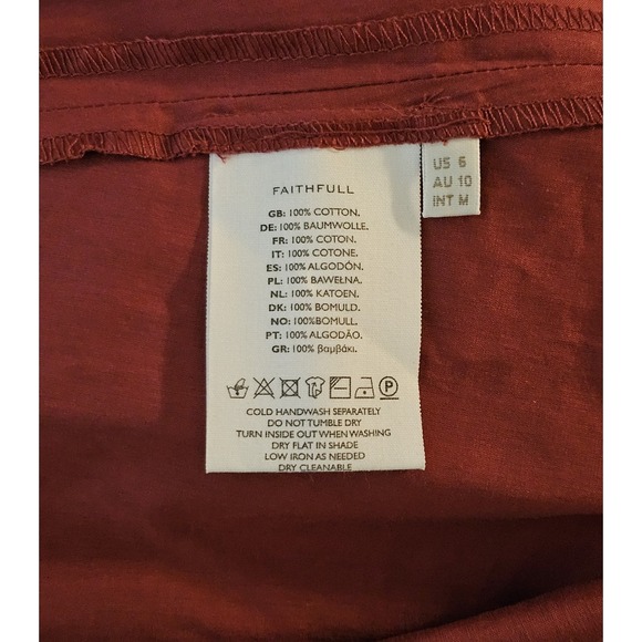 Faithfull The Brand Margot Midi Dress Women's Size 6 Smocked Bodice - Picture 8 of 9